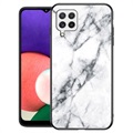 Marble Series Samsung Galaxy A22 4G Panssarilasinen Kotelo - Valkoinen