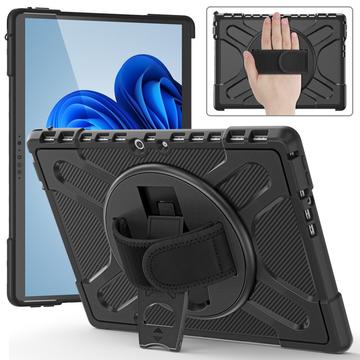 Microsoft Surface Pro 8 Heavy Duty 360 Suojakuori Rannehihnalla - Musta