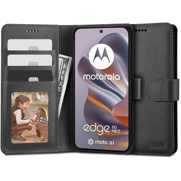 Motorola Edge 50 Neo Tech-Protect lompakkokotelo magneetilla ja jalustalla - Musta