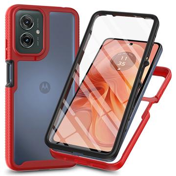 Motorola Moto G55 360 Suojaussarja Kotelo - Punainen / Selkeä