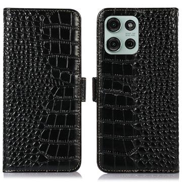 Motorola Moto G75 Crocodile Lompakkomallinen Nahkakotelo kanssa RFID