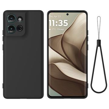 Motorola Moto G75 Nestemäinen silikonikotelo käsihihnalla