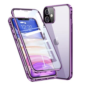 iPhone 11 Magneettikotelo Panssarilasisella - Violetti