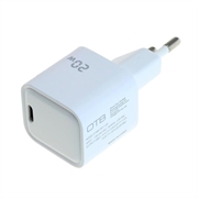 OTB USB-C GaN-laturi 20W - Kompakti Power Delivery PD-pikalaturi - Valkoinen väri