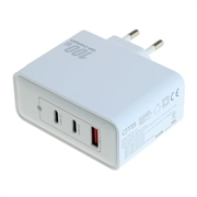 OTB USB GaN -laturi 100W - 2x USB-C & 1x USB-A, nopea lataus Power Delivery -virtalähetyksellä - Valkoinen