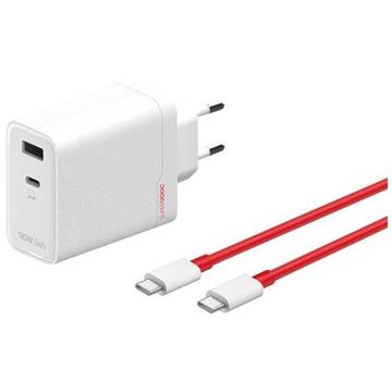 OnePlus SuperVOOC 120W Kaksi porttia GAN -virtalähde - Valkoinen