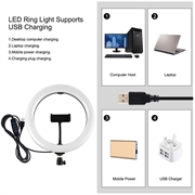 PULUZ PKT3069B 1.1m kolmijalka-asennus + 10.2" 26cm himmennettävä kahden värilämpötilan USB LED rengasvalot Selfie valokuvaus Video täyttövalo puhelimen kiinnikkeellä ja Selfie kaukosäätimellä