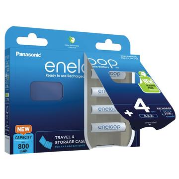 Panasonic Eneloop BK-3MCDEC4BE ladattavat AA-paristot 2000mAh ja säilytyslaatikko - 4 kpl.