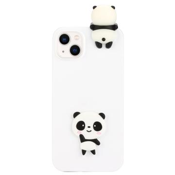 3D Cartoon iPhone 14 Plus TPU-Kotelo - Valkoinen Panda