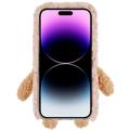 3D Plush Doll iPhone 14 Pro TPU Suojakuori - Beige / Karhu