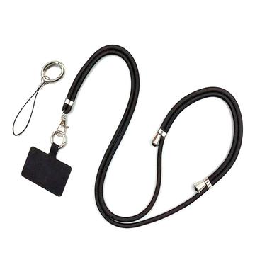 Polyesteri Puhelin Lanyard Säädettävä 5mm kaulahihna Crossbody matkapuhelin hihna Patch - musta