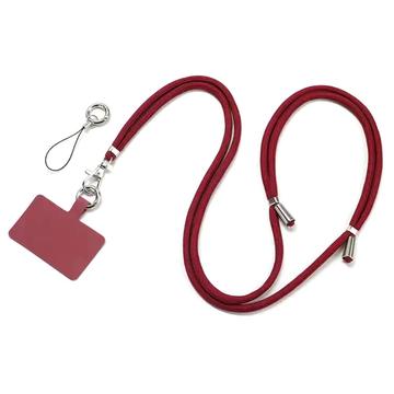 Polyesteri Puhelin Lanyard Säädettävä 5mm kaulahihna Crossbody Matkapuhelin hihna Patch - Viini punainen