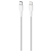 Puro Fabric erittäin luja USB-C / Lightning-kaapeli - 1,2 m, 20W - valkoinen