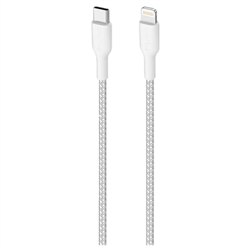 Puro Fabric erittäin luja USB-C / Lightning-kaapeli - 2m, 20W - valkoinen