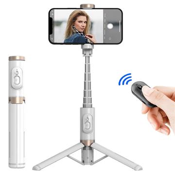 Q12 Pidennettävä Selfie Stick & Tripod Bluetooth-kaukosäätimellä - Valkoinen