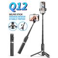 Q12 Pidennettävä Selfie Stick & Tripod Bluetooth-kaukosäätimellä - Valkoinen