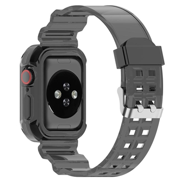 Apple Watch Series 10 Vaihto Silikonihihna Integroidulla Kehyksellä - 42mm - Läpinäkyvä musta