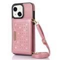 Rhinestone Decor iPhone 14 Plus Kotelo Lompakolla