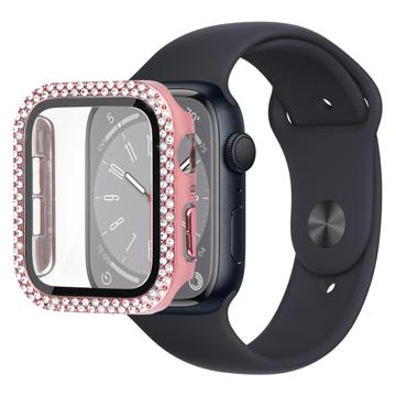 Koristeellinen Tekojalokivi Apple Watch Series 9/8/7 Kotelo Panssarilasi - 9H sella - 41mm - Pinkki