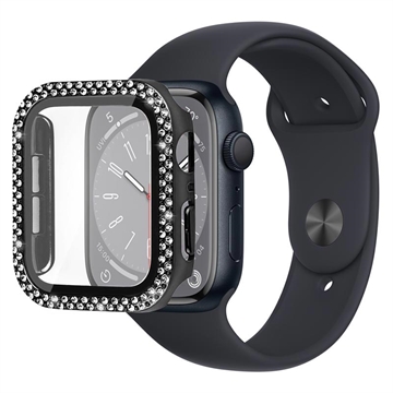 Koristeellinen Tekojalokivi Apple Watch Series 9/8/7 Kotelo Panssarilasi - 9H sella - 41mm - Musta