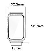 Samsung Galaxy Fit3 Koristeellinen Tekojalokivi Kotelo Panssarilasi - 9H sella - Hopea