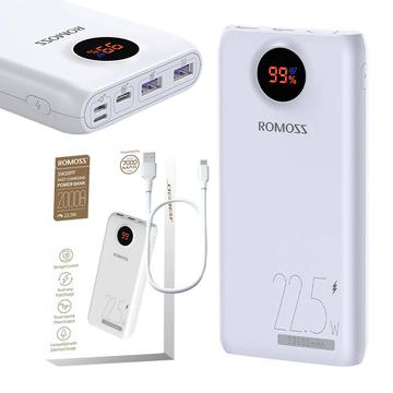 Romoss SW20PF Power Bank 20000mAh/22.5W - USB-C, 2xUSB-A - valkoinen