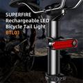 SUPERFIRE BTL01 620nm aallonpituus USB ladattava pyöräily pyöräily LED takavalo vedenpitävä polkupyörän varoitus takavalo