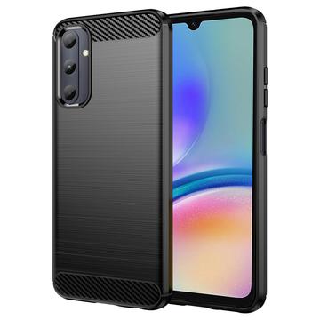 Samsung Galaxy A05s Harjattu TPU Suojakuori - Hiilikuitu - Musta