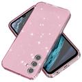 Samsung Galaxy A15 Stylish Glitter Sarja TPU Suojakuori - Läpinäkyvä Pinkki