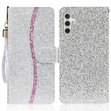 Samsung Galaxy A15 Tyylikäs Glitter lompakkokotelo - hopea