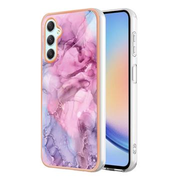 Samsung Galaxy A25 Marble Pattern Galvanoitu TPU-Suojakotelo - Sininen / Pinkki