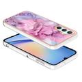 Samsung Galaxy A25 Marble Pattern Galvanoitu TPU-Suojakotelo - Sininen / Pinkki