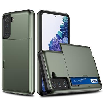 Samsung Galaxy S21 FE 5G Hybridikotelo Liukuvalla Korttipaikalla - Vert Armée