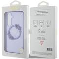 Samsung Galaxy S24 Guess IML Flowers Wreath Kotelo - MagSafe-yhteensopiva - Violetti