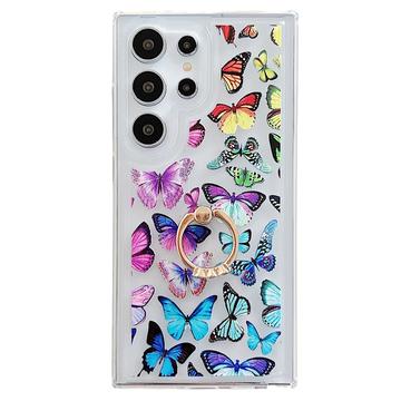 Samsung Galaxy S24 Ultra Butterfly TPU tapauksessa rengas haltija - värikäs