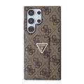 Samsung Galaxy S24 Ultra Guess 4G Grip Stand Triangle Logo Case - Ruskea