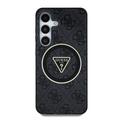 Samsung Galaxy S25 Guess 4G Glitter Triangle Buttons MagSafe Kotelo - Musta