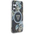 Samsung Galaxy S25 Guess Glitter Flowers Triangle Buttons MagSafe Kotelo