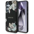 Samsung Galaxy S25 Guess Grained Printed Flower Pattern kotelo - MagSafe-yhteensopiva - musta