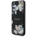 Samsung Galaxy S25 Guess Grained Printed Flower Pattern kotelo - MagSafe-yhteensopiva - musta