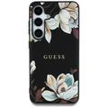 Samsung Galaxy S25 Guess Grained Printed Flower Pattern kotelo - MagSafe-yhteensopiva - musta