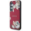 Samsung Galaxy S25 Guess Grained Printed Flower Pattern kotelo - MagSafe yhteensopiva - Fuksiaa