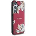 Samsung Galaxy S25 Guess Grained Printed Flower Pattern kotelo - MagSafe yhteensopiva - Fuksiaa