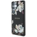 Samsung Galaxy S25 Ultra Guess Grained Printed Flower Pattern kotelo - MagSafe yhteensopiva - musta