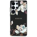 Samsung Galaxy S25 Ultra Guess Grained Printed Flower Pattern kotelo - MagSafe yhteensopiva - musta