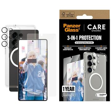 Samsung Galaxy S25 Ultra PanzerGlass Care Flagship 3-in-1 -paketti - Kirkas