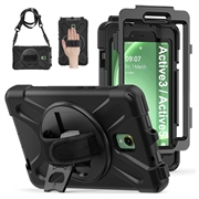 Samsung Galaxy Tab Active 3/Tab Active5 Heavy Duty 360 Suojakotelo Käsihihnalla - Musta