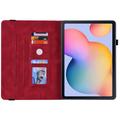 Samsung Galaxy Tab S6 Lite 2020/2022/2024 Butterfly Series Folio Kotelo - Punainen