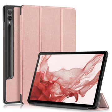 Samsung Galaxy Tab S9+ Tri-Fold Sarjan Smart Lompakkokotelo - Ruusukulta