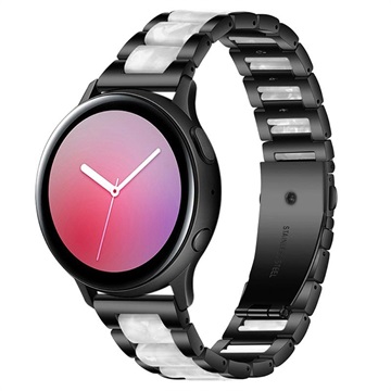 Samsung Galaxy Watch4/Watch4 Classic/Watch5/Watch6/Watch FE/Watch7 Ruostumaton Teräsranneke - Helmenharmaa / Musta